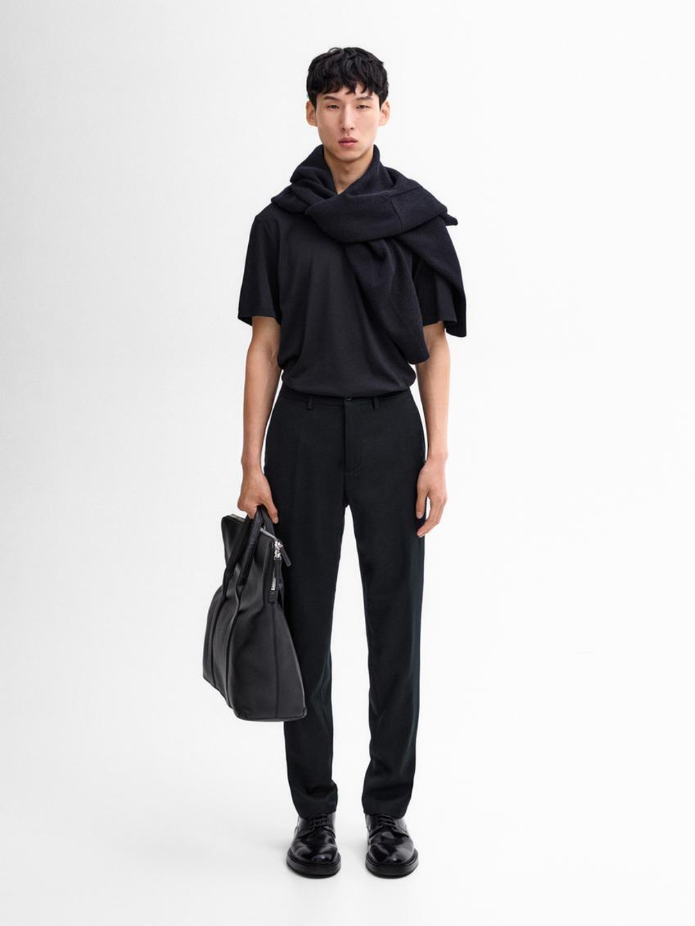 Massimo Dutti Футболка из смесовой шерсти, темно-синий