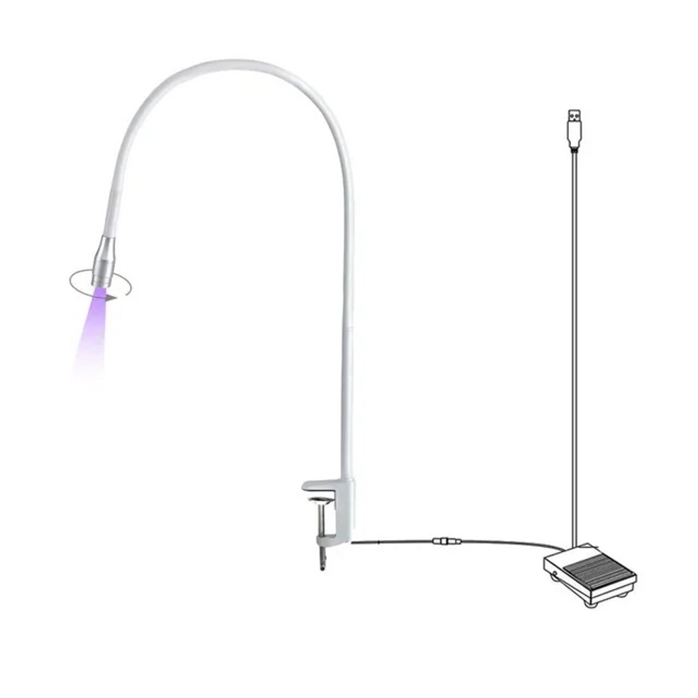 Лампа для LED-наращ. с регулир. лучом и сменной головой на струбцине, 5 Вт белая
