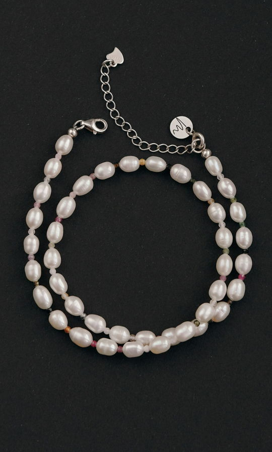 Чокер "Memo about Summer" из жемчуга рис с турмалином 33-38 см
