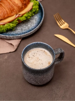 Набор 6 кружек синие с белым чашки фарфор 275 мл