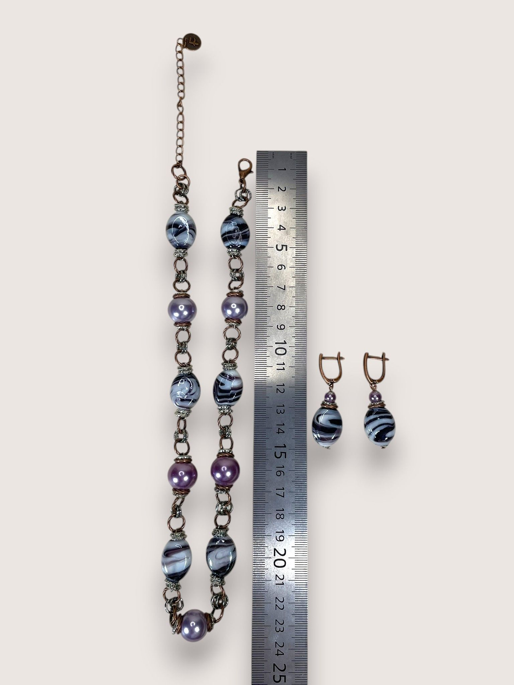 Комплект колье и серьги муранское стекло