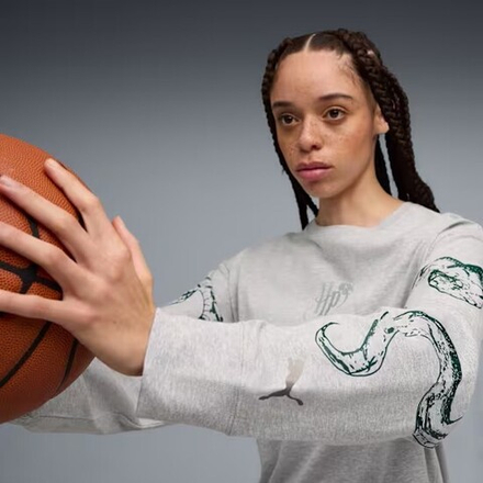 PUMA HOOPS X HARRY POTTER ФУТБОЛКА С ДЛИННЫМИ РУКАВАМИ, СВЕТЛО-СЕРЫЙ