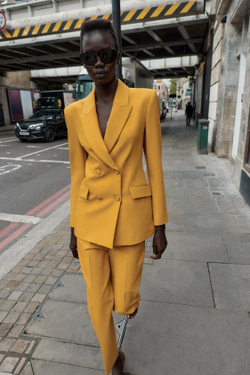 ZARA БРЮКИ СЛИМ С ВЫСОКОЙ ПОСАДКОЙ, ГОРЧИЧНЫЙ