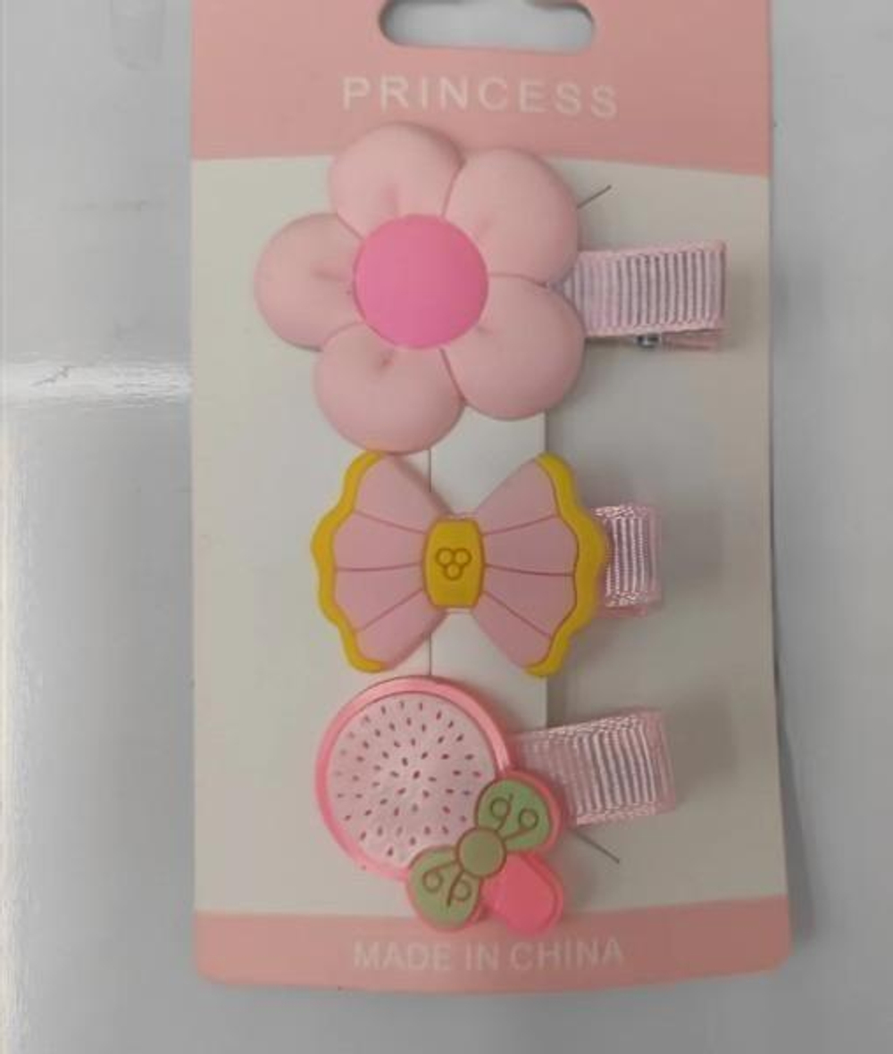 Зажимы для волос детские 3шт на блистере "Розовой мир" 658-207 (JINRE TRAVEL)