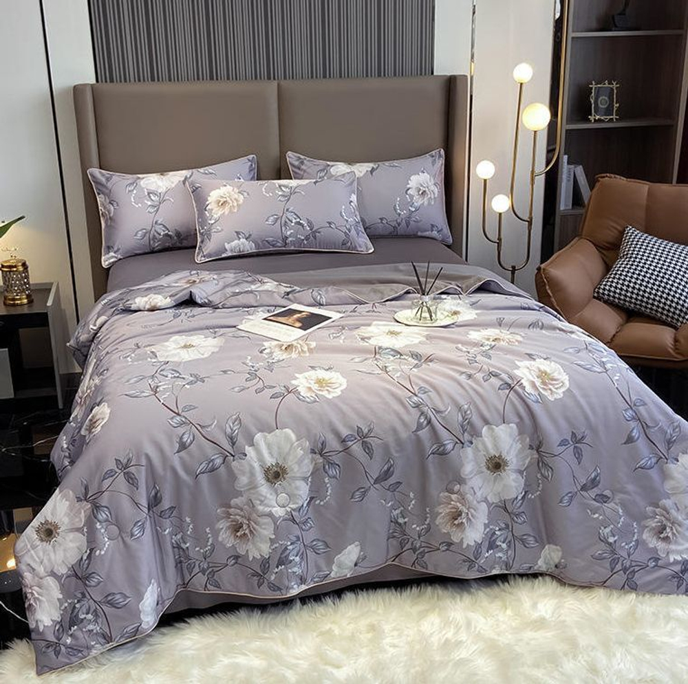 ZEPHYR HOME Одеяло летнее 150х200 Полуторка Египетский хлопок серый