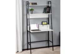 Письменный стол Минден с надстройкой 84х42,4х175 белое тиснение / черный