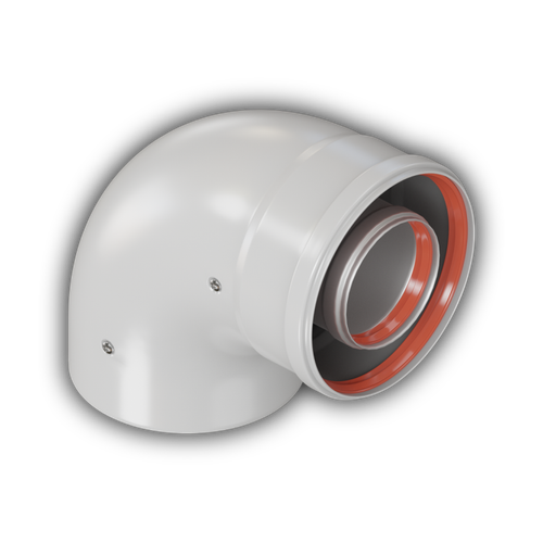 Отвод дымохода промежуточный раструбный 90° D60/100 (мама/папа) однонаправленный