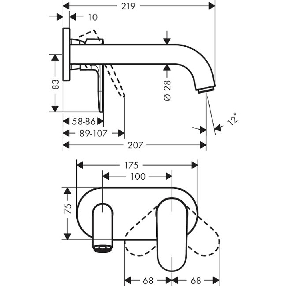 Смеситель для раковины Hansgrohe Vernis Shape 71578670 черный матовый