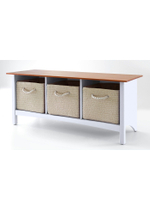 Скамья для ванной Паула из массива сосны, белый/черри