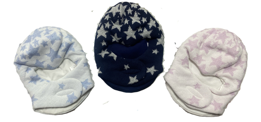 Шлем зимний детский со звездами, размеры 38,40,42,44