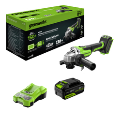Угловая шлифмашинка (болгарка) 125 мм аккумуляторная Greenworks 24V AG5900 3201007CUG, бесщеточная, c АКБ на 5 Ач и быстрым ЗУ на 4Ач
