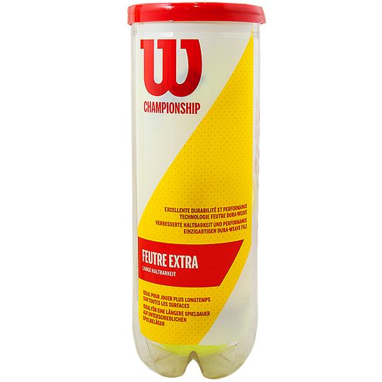 Мяч теннисный WILSON Championship, WRT100101, одобр.ITF и USTA,фетр,нат.резина, уп.3 шт, желтый