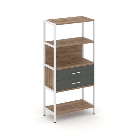 Shelf System Односекционный стеллаж четырехярусный с ящиками SN.STM-412 Дуб Табак/Антрацит/Металл Бе