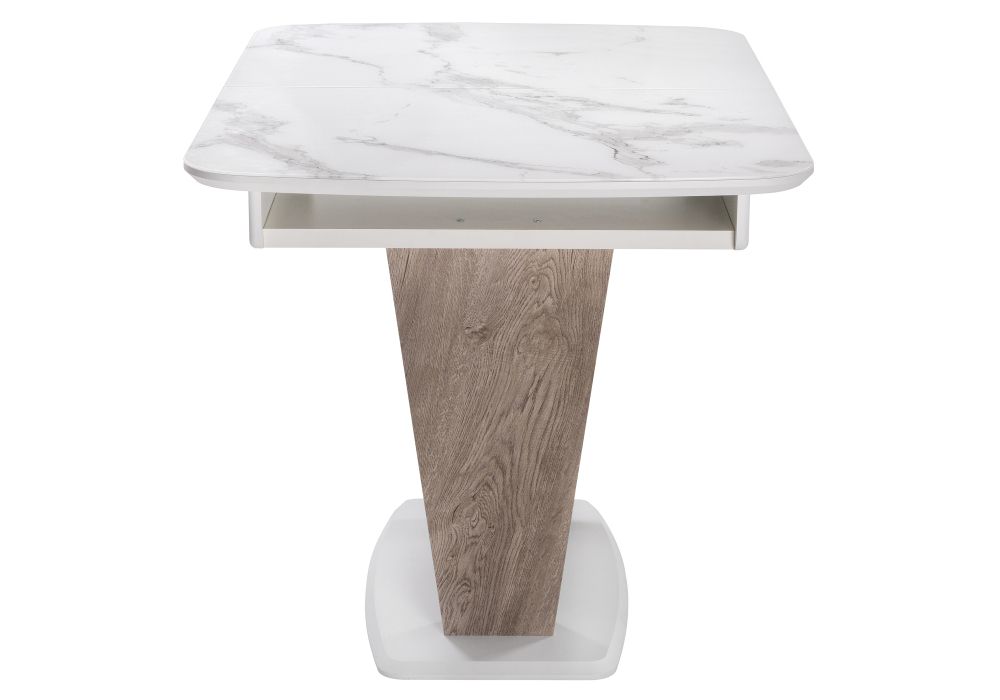 Обеденная группа Виргел светло-серый / белый / белая шагрень / дуб