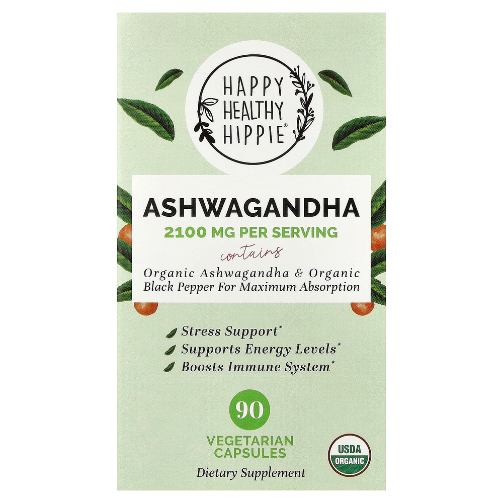 Happy Healthy Hippie, ашваганда, 90 вегетарианских капсул