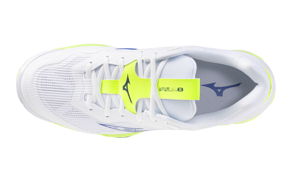 Мужские кроссовки для бадминтона/сквоша Mizuno Wave Stealth 6 - white/light yellow/dazzling blue