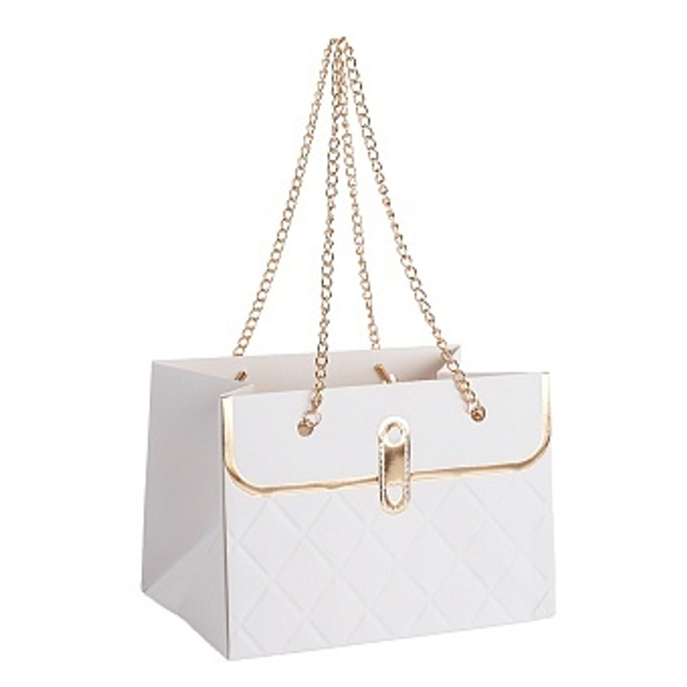 Пакет для цветов, Дамская сумочка, Белый, 18*15*12 см, 1 шт.