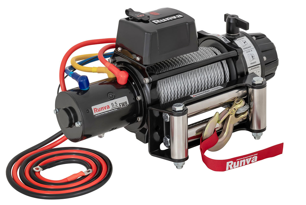 Лебёдка автомобильная электрическая 12V Runva 9500 lbs 4350 кг влагозащищенная, стальной трос
