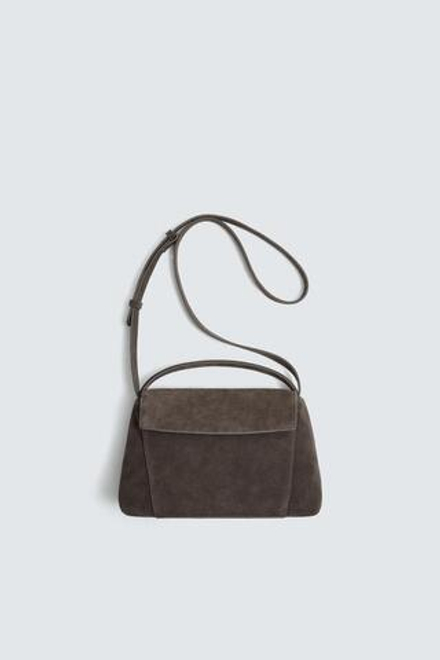 ZARA КОЖАНАЯ СУМКА ЧЕРЕЗ ПЛЕЧО M LIMITED EDITION, КОРИЧНЕВЫЙ