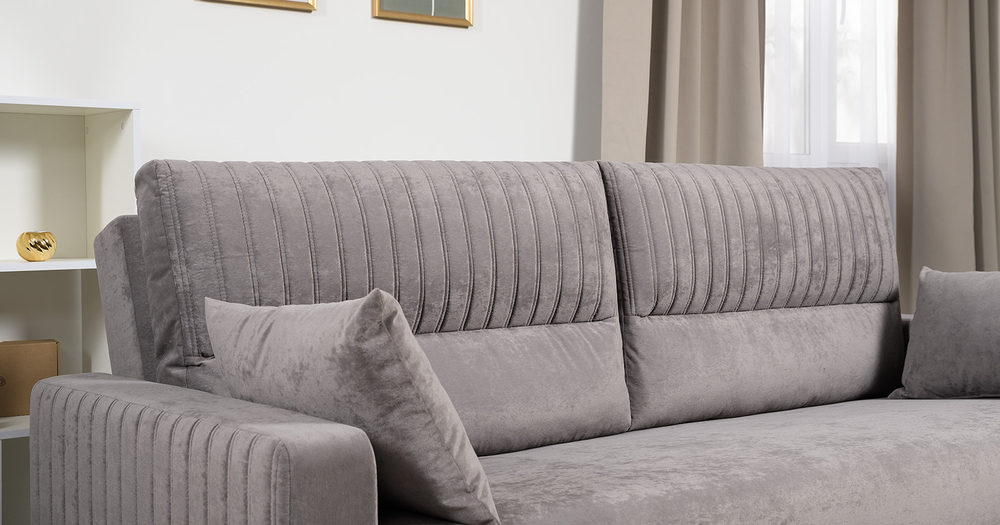 Изабель диван-кровать (велюр серо-бежевый)