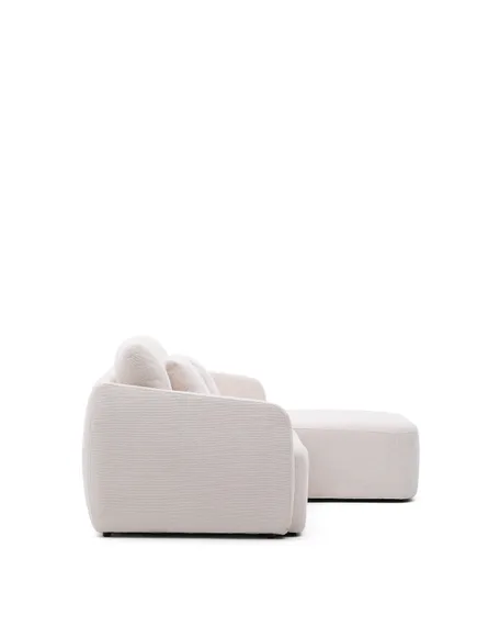 Трехместный диван-кровать Laira 246 см с правым шезлонгом, шенилл цвета экрю