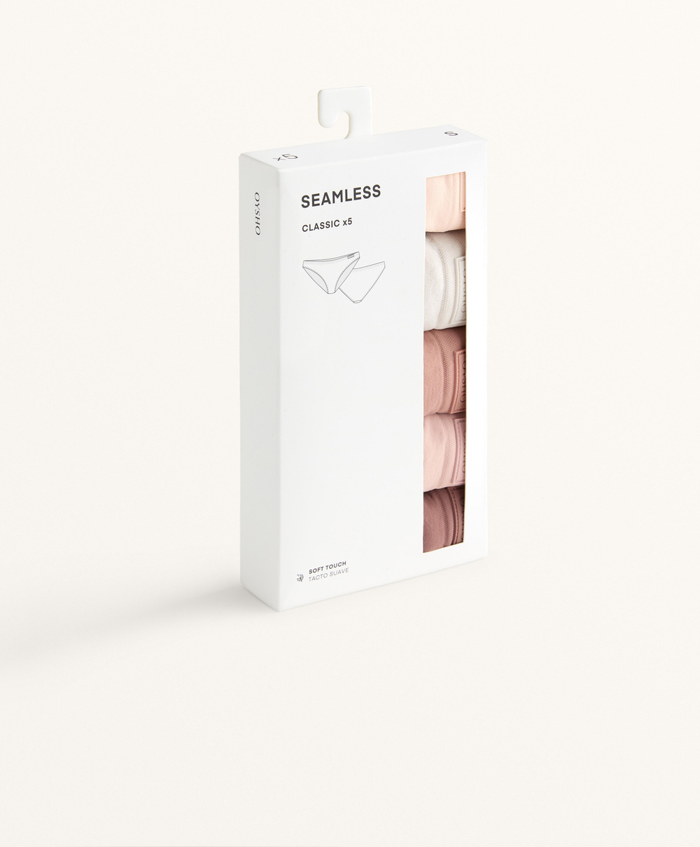 OYSHO Набор из 5 бесшовных классических трусов, розовый