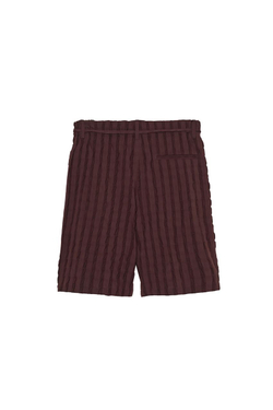 ZARA X BENITO ANTONIO ПОЛОСАТЫЕ ЖАККАРДОВЫЕ ШОРТЫ-БЕРМУДЫ С ПОЯСОМ, ШОКОЛАДНЫЙ
