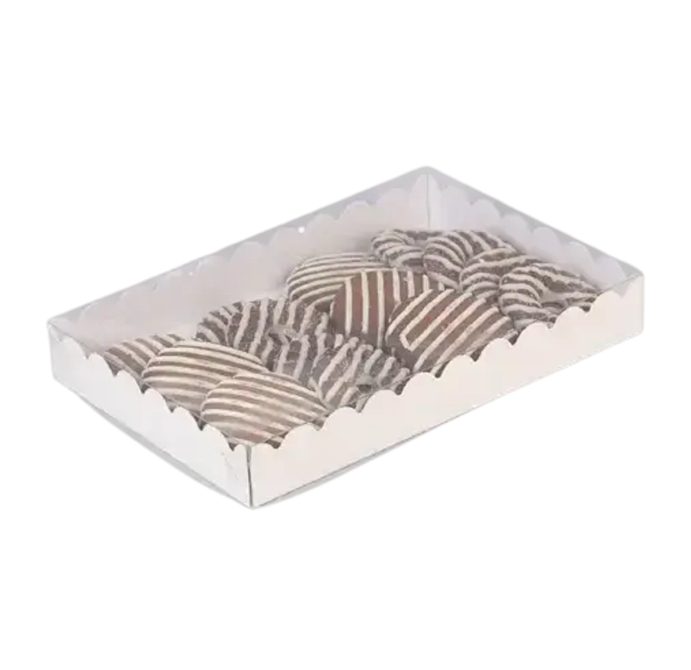 Коробочка для печенья с PVC крышкой, белая, 22 х 15 х 3 см