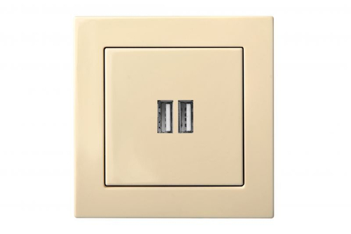 Розетка USB Двойная для Зарядки УМНАЯ 5V(3,4А) Бежевая LIREGUS EPSILON