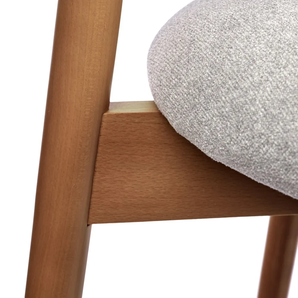 Стул полубарный Bradex Home Lucas 3 серый букле ножки цвета орех