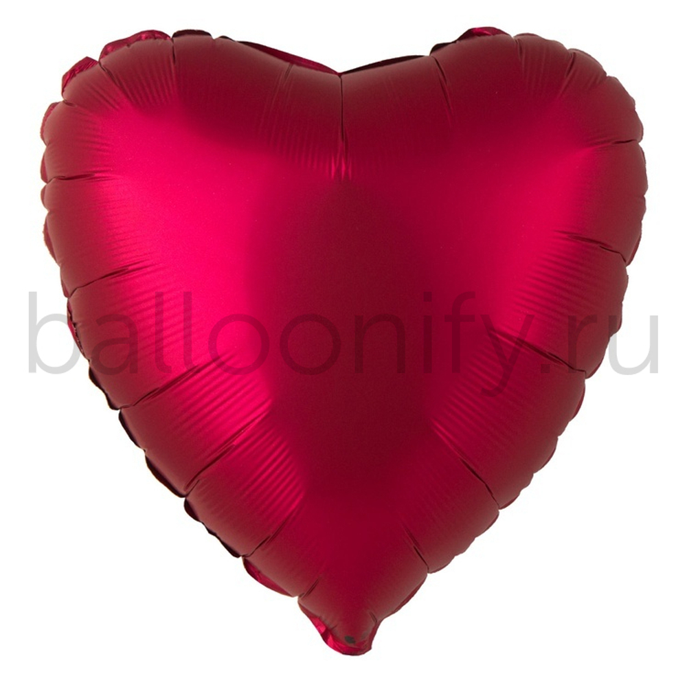 Фольгированная фигура, сердце, 18"/46СМ Сатин Cherry