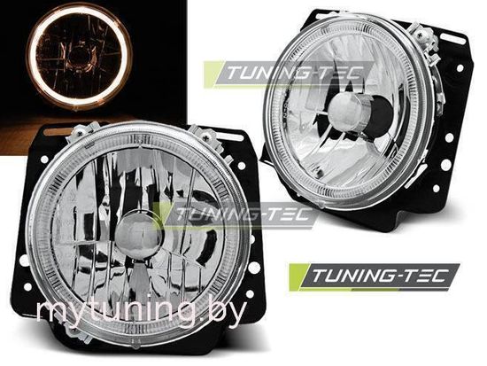 Передние фары внешние VW Golf 2 angel eyes chrome