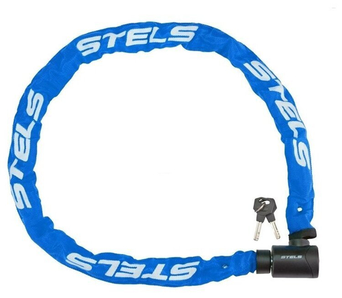 Цепь-замок 85803 в тканевой оплётке с ключом, 6х1200 мм, синий,15851