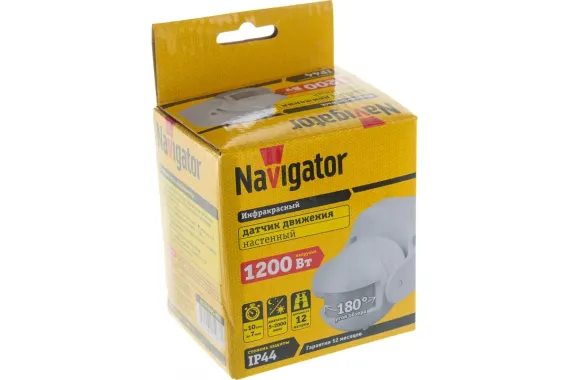Датчик движения Navigator IRM05 12м 10с-7м IP44 белый 02998