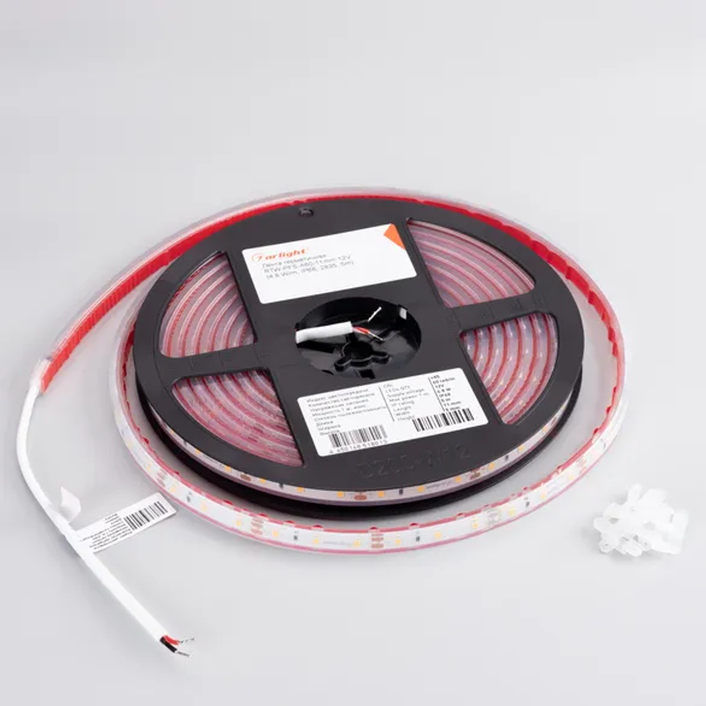 Светодиодная лента герметичная RTW-PFS-A60-11mm 12V White6000 (4.8 W/m, IP68, 2835, 5m) (Arlight, -) 034006
