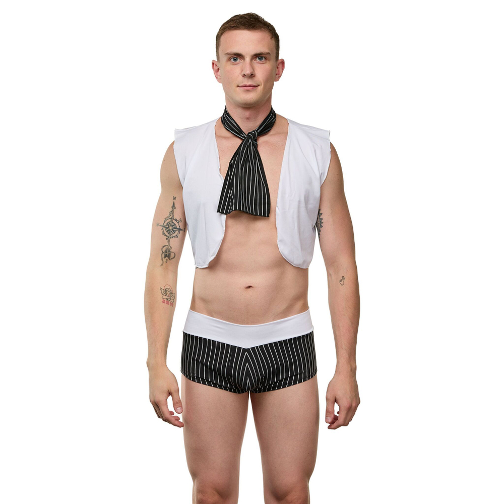 Мужской костюм «Синдбад» (Размер: S-M) (Цвет: черный с белым)