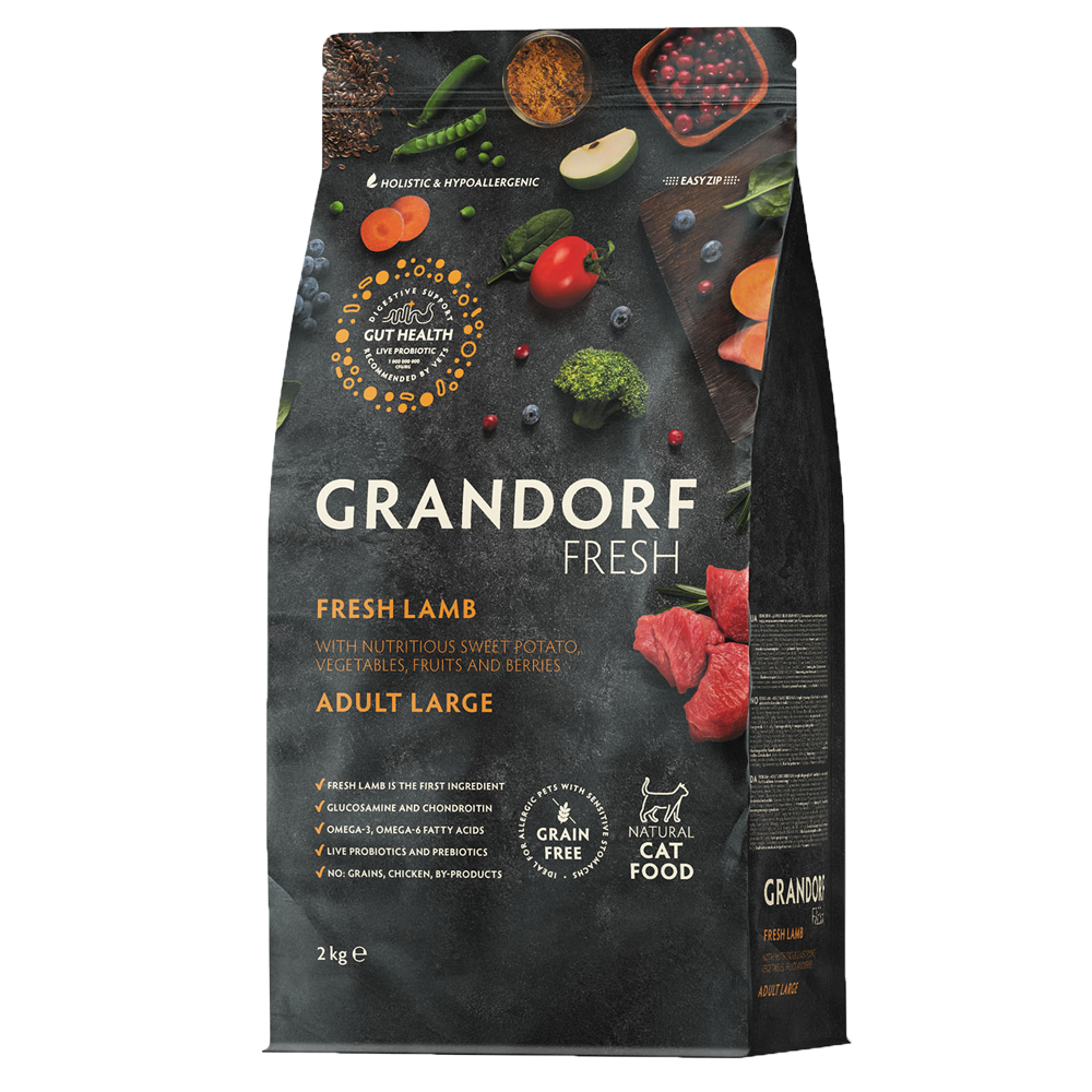 GRANDORF FRESH Lamb & Potato Large Adult - ягненок & батат для крупных кошек от 1 года (Биоразлагаемая упаковка)
