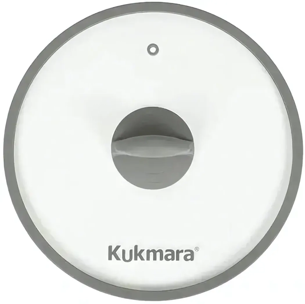 Крышка стеклянная плоская 220мм, с ободом и пароотводом из силикона и бакелитовой ручкой софт-тач цвет серый, деколь серая