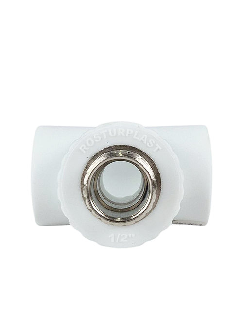 Тройник комбинированный PPR наружная резьба 25х 1/2,  белый, РТП (80/20)