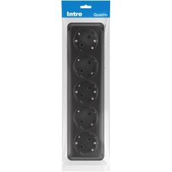 Розетка Intro Quadro 2-210-05 пятерная с заземлением 5х2P+E 16А-250В IP20 ОУ антрацит