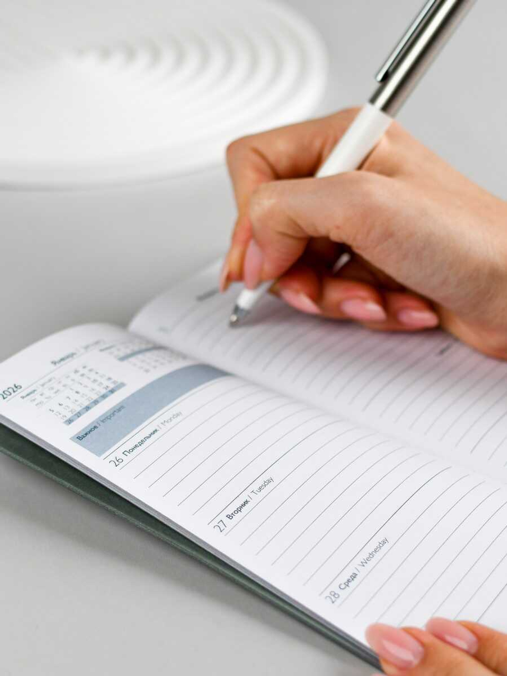 Еженедельник датированный 2026 ESCALADA, 80х165 мм, 64 л., арт. 70374/ 20 ТИВОЛИ ГЛОСС ХАКИ (кожзам: мягкий переплёт, материал обложки: искусственная кожа "Тиволи глосс"; декор: блинтовое тиснение; способ крепления блока: ниткошвейный; вн. блок: 64 л