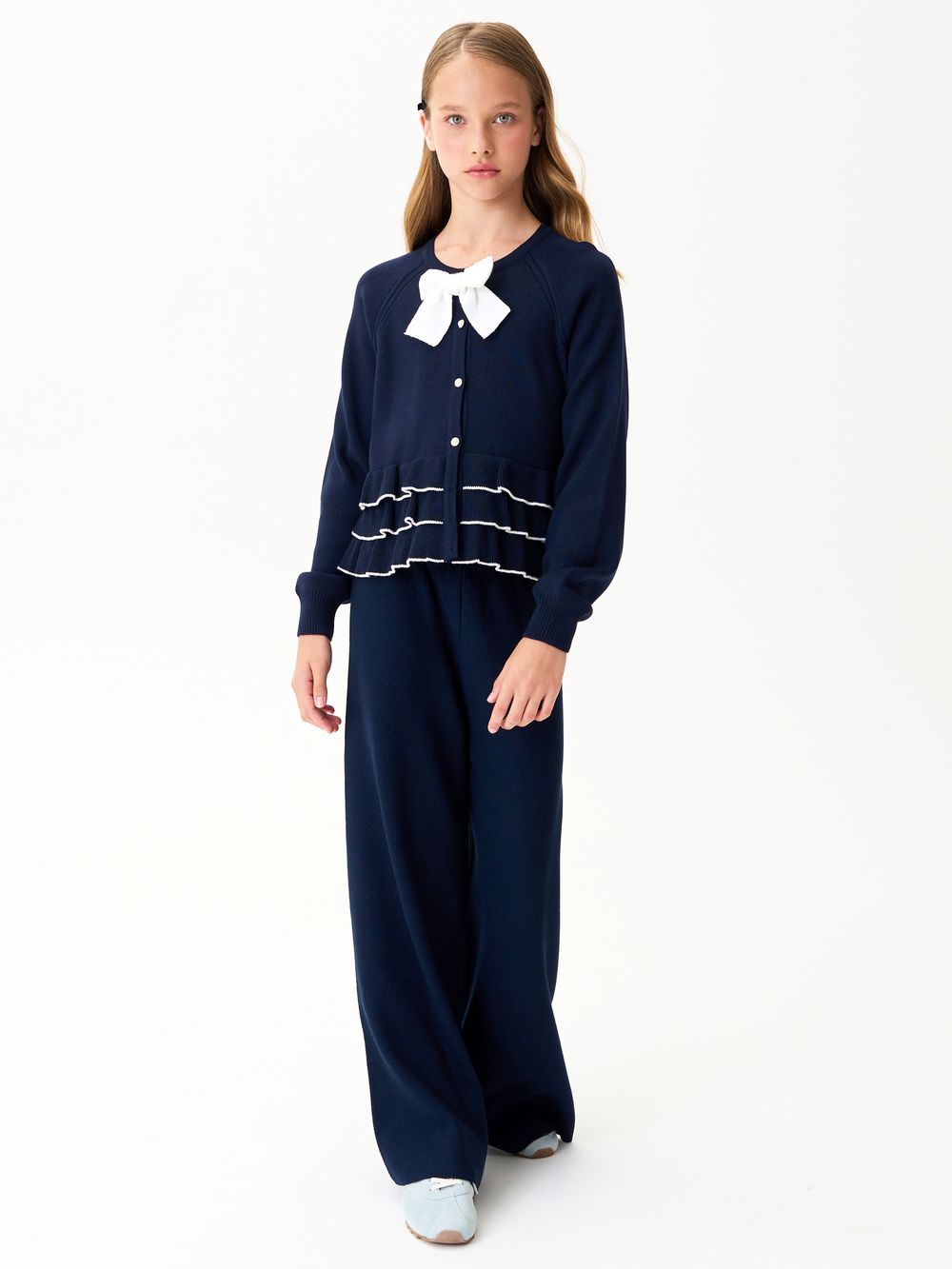 Кардиган для девочки 1165 сине-белый