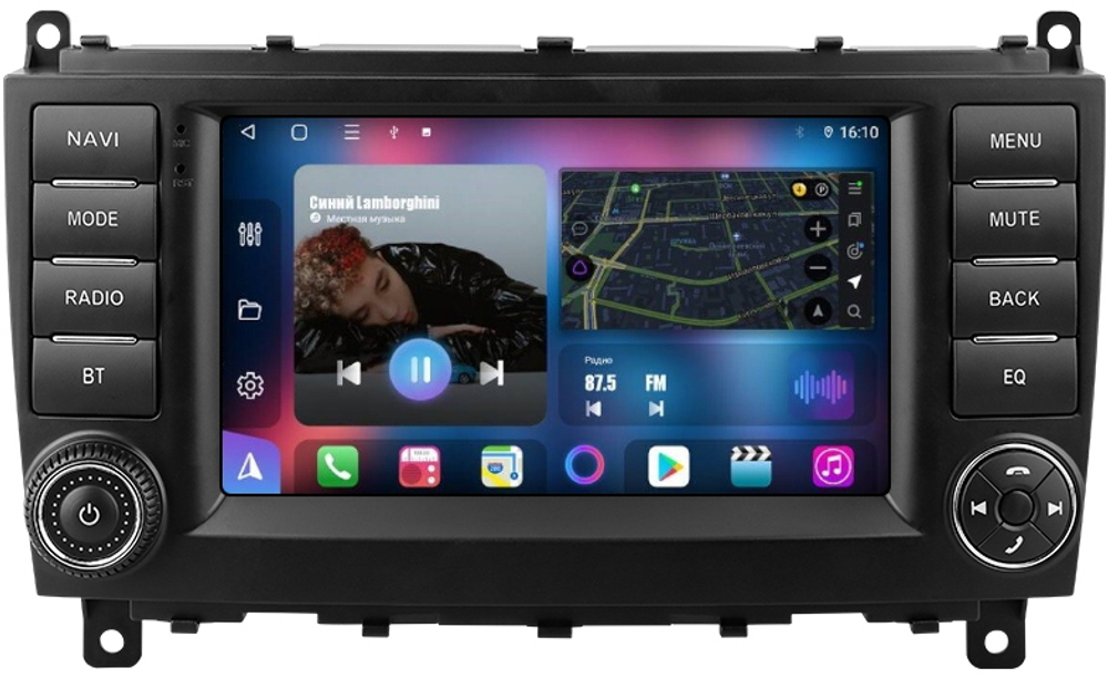 Магнитола для Mercedes-Benz C (W203) 2004-2007 - FarCar BM832-9491H7 дисплей 7" на Android 13, TS10, CarPlay, 4G SIM-слот, 4Гб/32Гб