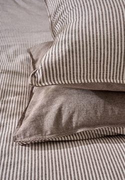 Постельное белье семейное Luxberry Лен и Хлопок белое/коричневое