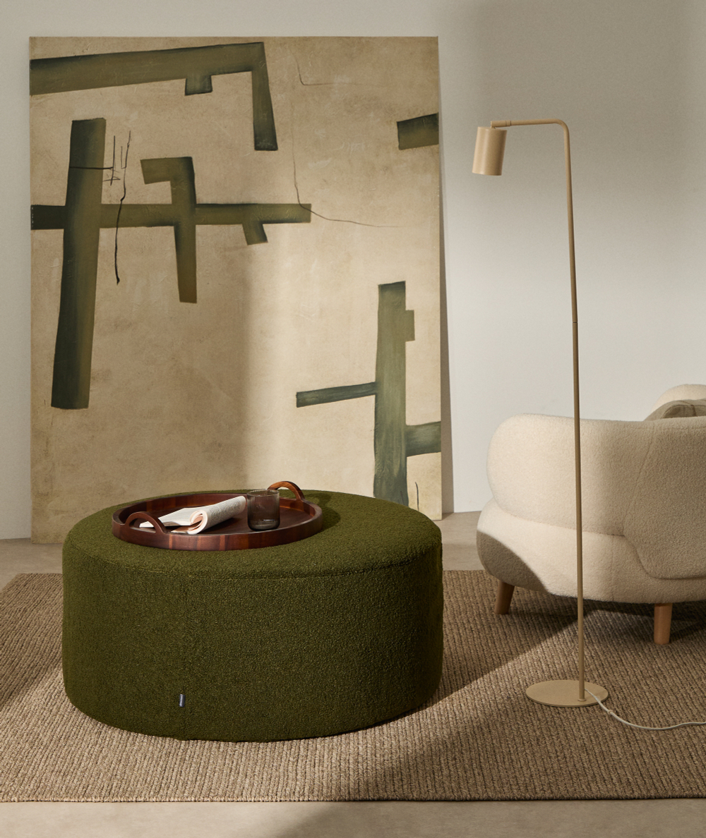 Пуф Kaeli со съемным чехлом из зеленого букле Ø 90 см