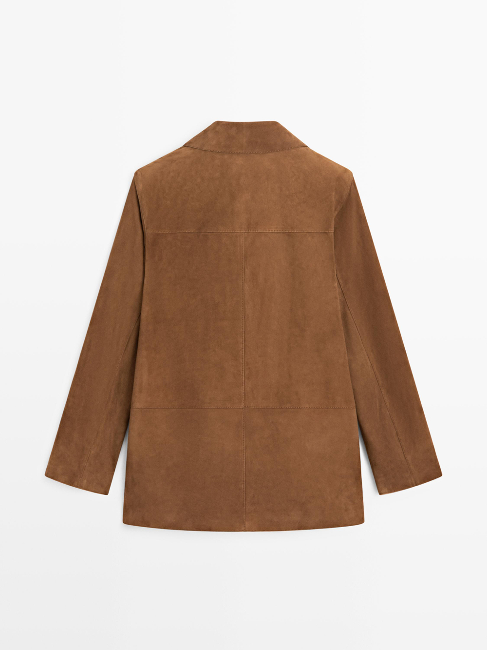 Massimo Dutti Замшевый блейзер с лацканами, коричневый