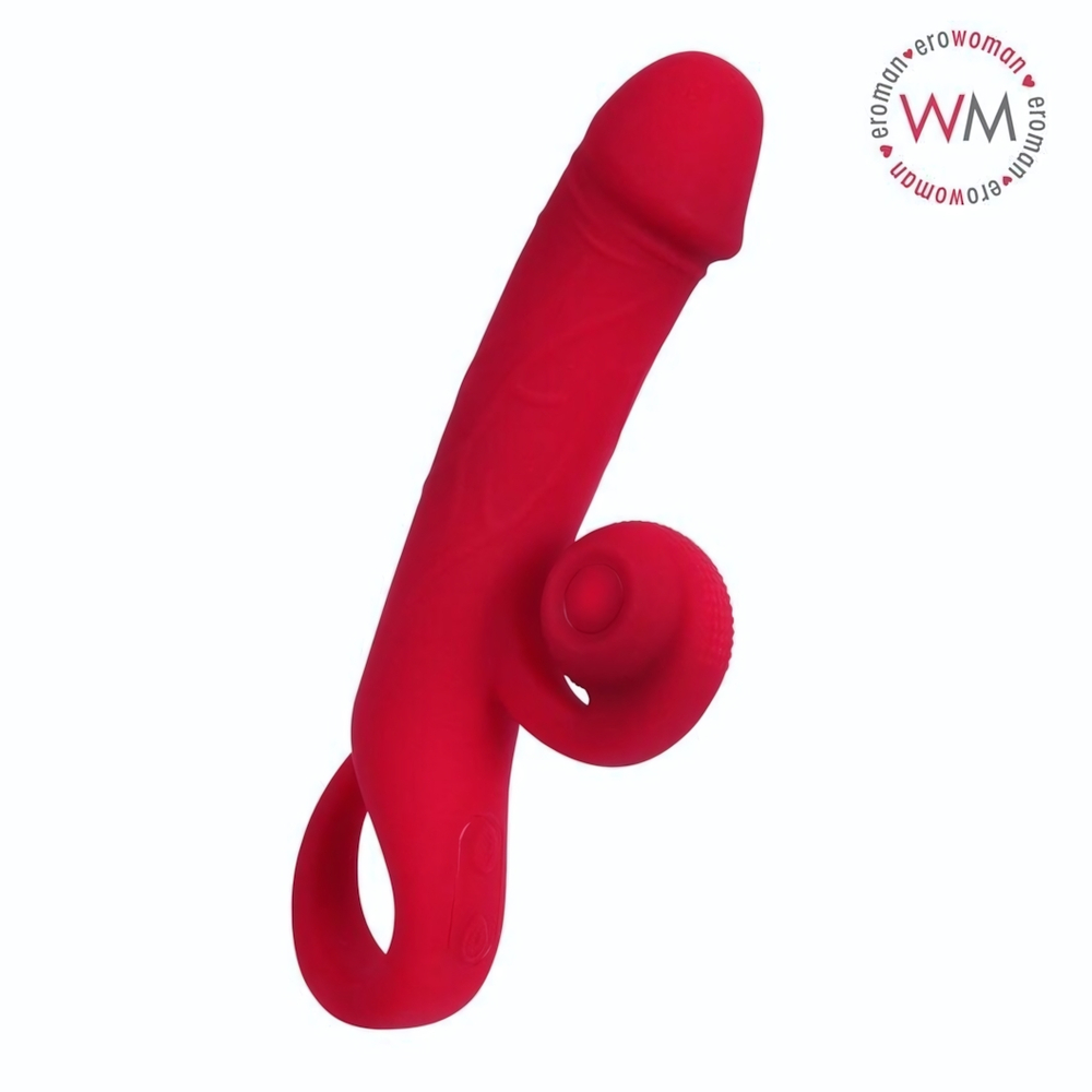 Малиновый вибратор-кролик - 20 см. (Цвет: малиновый)