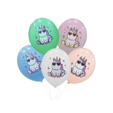 Воздушный шар с рисунком "Единорог и звезды" 36 см