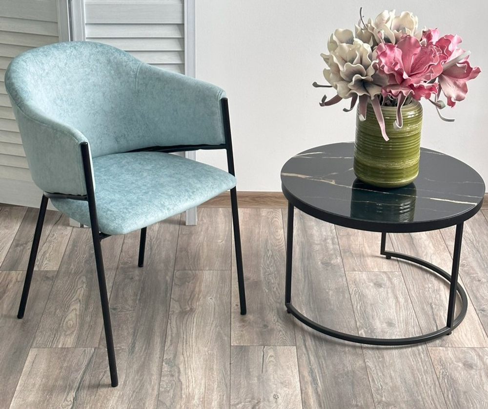 Стул М-City DISAUR Дилл, Rain 7 Бриз, Велюр, Черный каркас