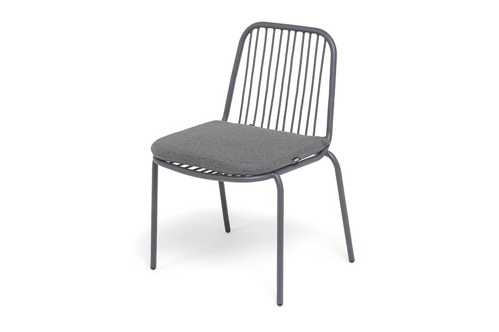 "Кастелло" стул плетеный из роупа, каркас из стали темно-серый (RAL7024) муар, ткань темно-серая 027